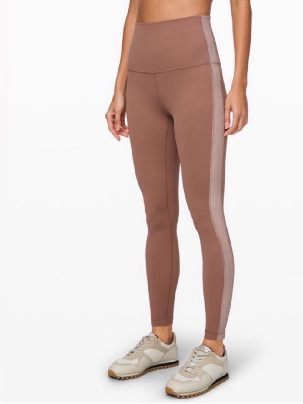 lululemon Mauve High-Waisted Align Leggings with Velvet Side Stripe